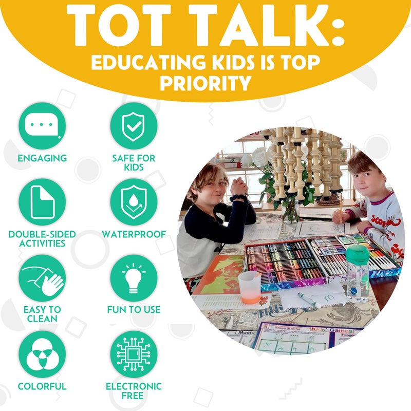 Tot Talk World Map Educational Placemat - Explore Continents, Oceans, & Countries of The World â€“ Made in USA - Blank Map on Reverse for Testing â€“ Durable, Washable, Reusable, BPA-Free, by Tot Talk, 11.5â€x17.5â€ - Image 3